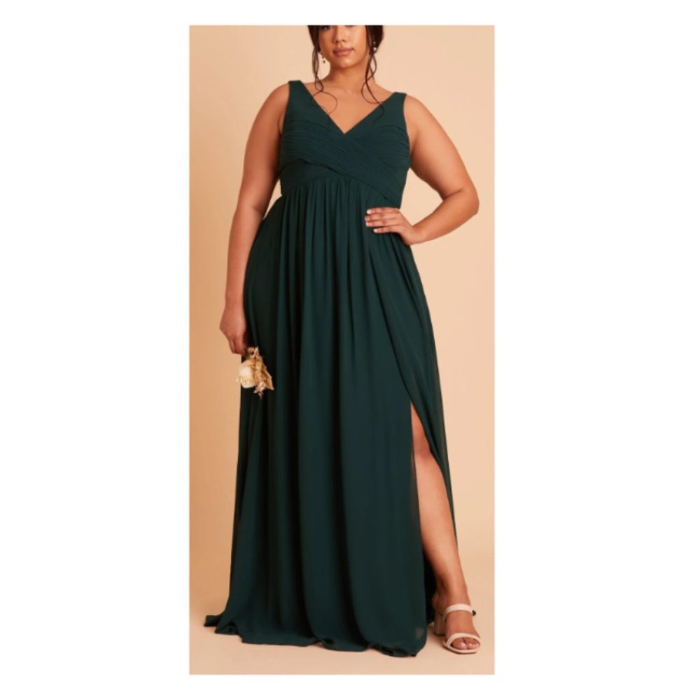 Birdy Grey Laurie Empire Chiffon Dress Emerald Curve 1X